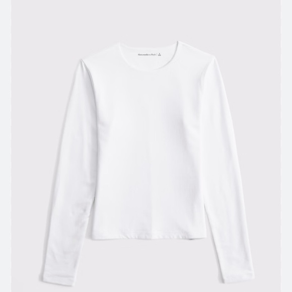 Abercrombie & Fitch White Fitted Long Sleeve Tee - Picture 1 of 1